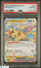 2024 Pokemon SSP EN-Surging Sparks Pikachu EX #057 Foil PSA 10 Gem Mint